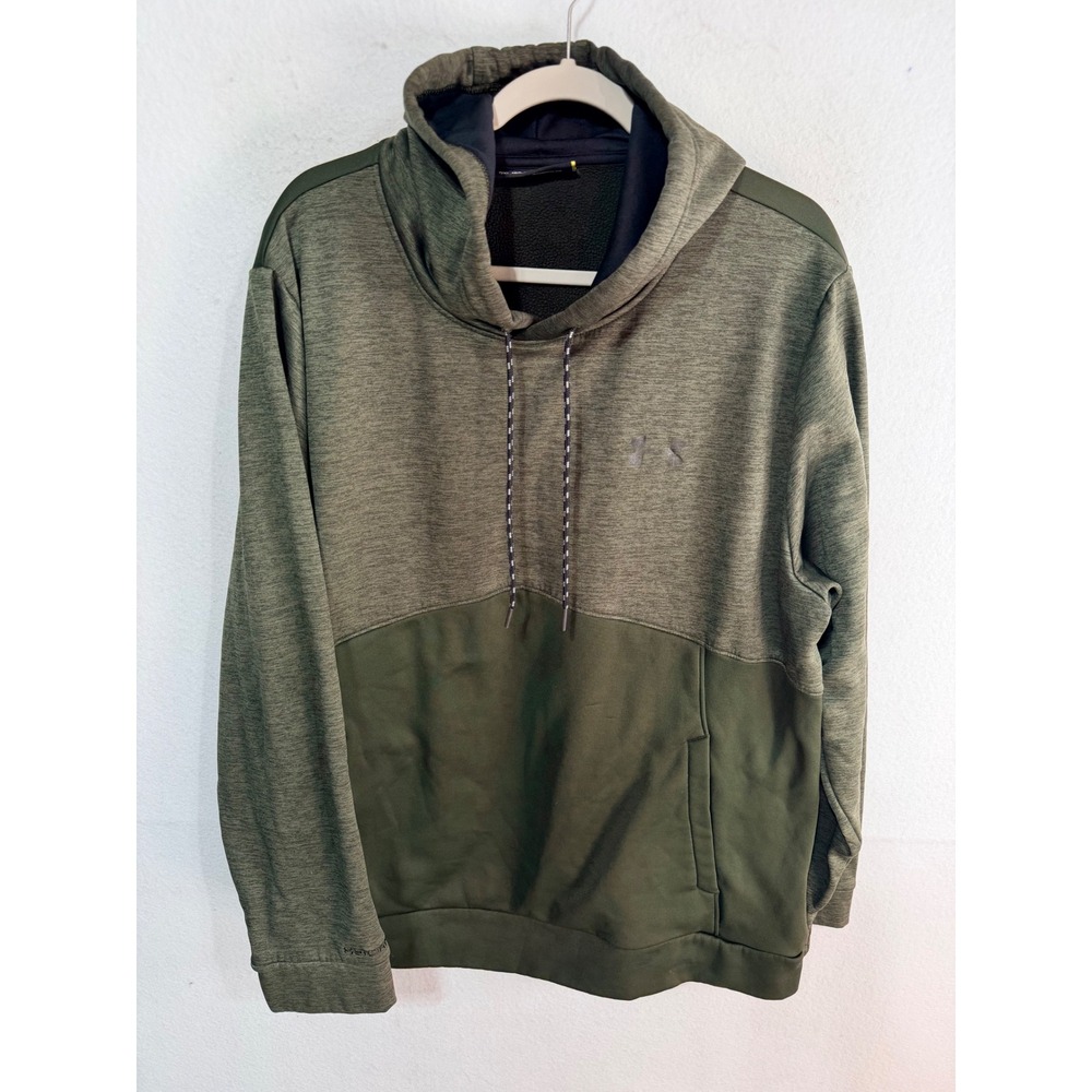 Under Armour Hoodie Fleece Pullover Loose Fit Men's 2XL Two Toned Green Athletic